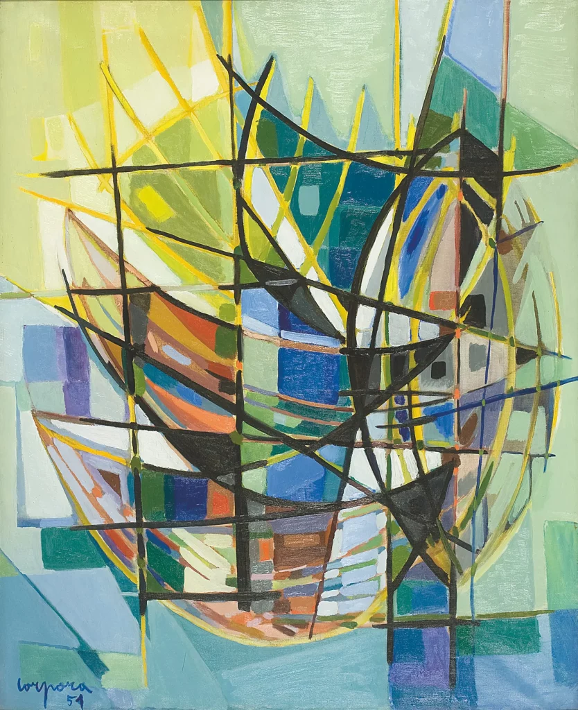 immagine per Antonio Corpora, Mediterraneo, 1951, olio su tela, 95,5x80,8 cm, Museo Mario Rimoldi - Cortina d'Ampezzo