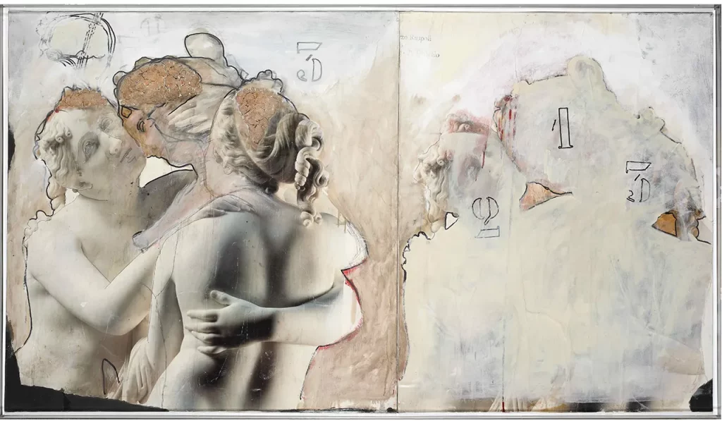 immagine per EMILIO LEOFREDDI Mostra del Canova, tecnica mista su tela, dittico - 100x180 cm, 1992