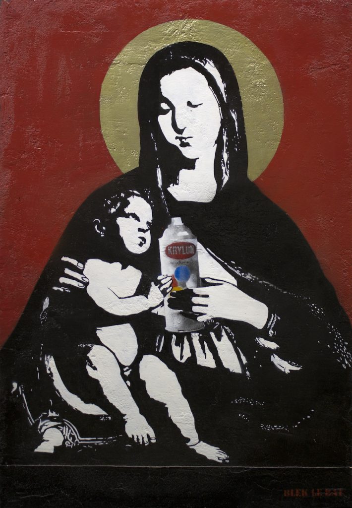 immagine per Blek le Rat , Lady Madonna, 2012 Acrylic and spray paint on canvas, 109 x 77 cm, Unique work, Private collection, Credits Wunderkammern