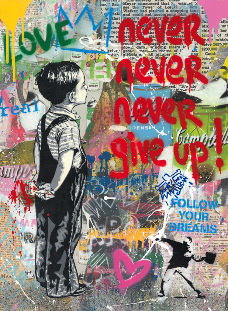 immagine per Mr Brainwash, With All my Love (2023), Mixed media on paper, 76 x 56 cm, Credits Deodato Arte Gallery