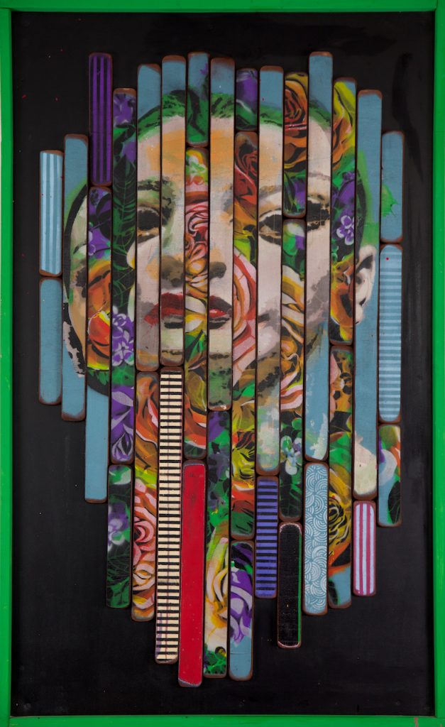 immagine per Orticanoodles, #5, 2019 Acrylic paints and spray paints on wood, 124 x 76 cm, Unique work, Credits Wunderkammern