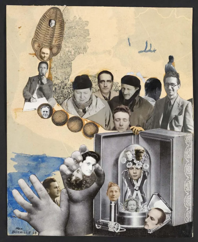 immagine per Max Bucaille, Les surréalistes révolutionnaires en France, 1948, fotomontaggio e aquerello su carta, Collezione privata sito www.invaluable.com