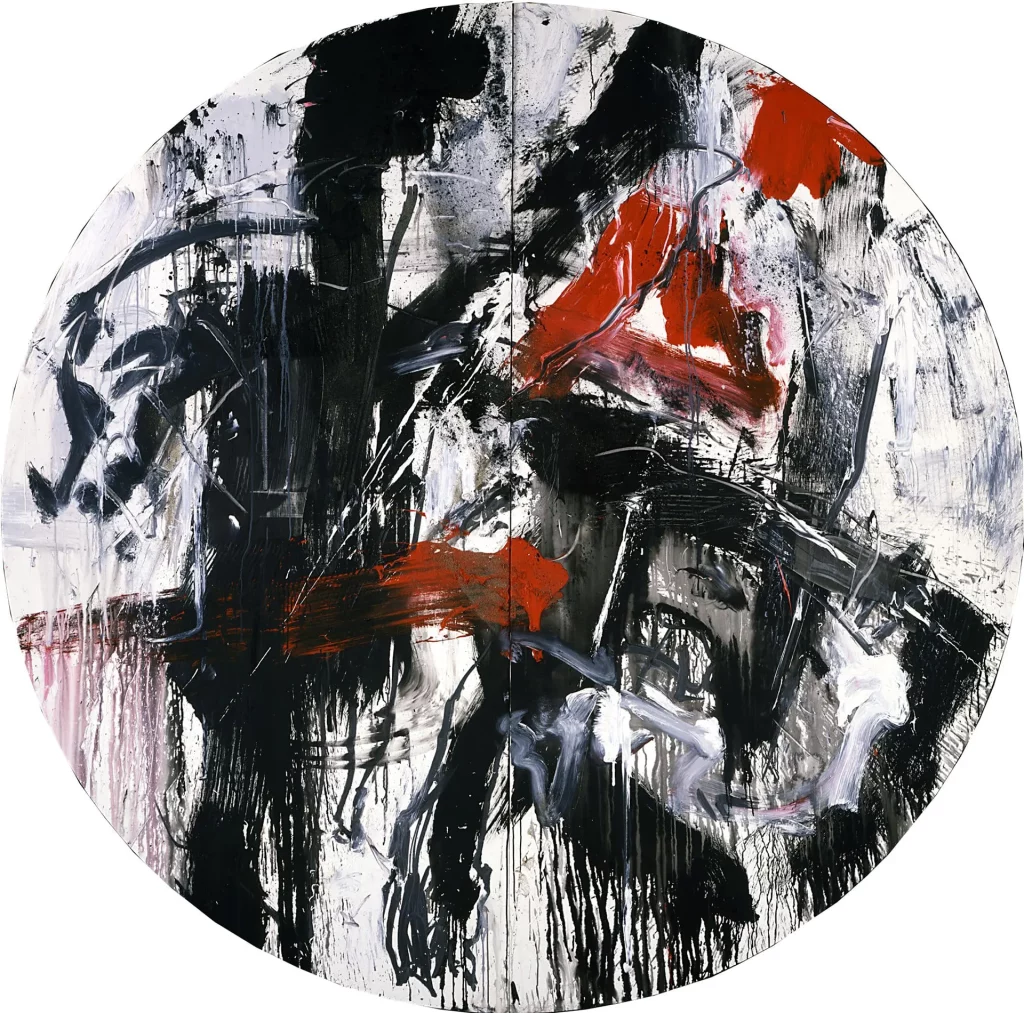 immagine per Emilio Vedova Tondo ’85 – 2, 1985 Colori acrilici, sabbia, nero ossido e pastello su tela 280 Ø cm Fondazione Emilio e Annabianca Vedova, Venezia