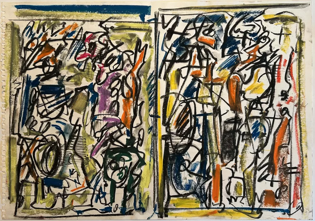 immagine per Emilio Vedova (senza titolo), 1980 Colori a pastello e carboncino su carta 34,4 x 48,9 cm Fondazione Emilio e Annabianca Vedova, Venezia disegno inedito