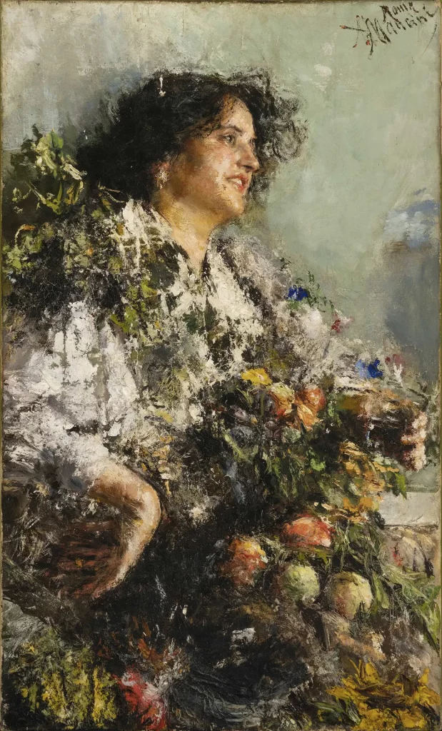 immagine per Antonio Mancini Figura femminile 1890 – 1900 ca olio su tela cm 100 x 60