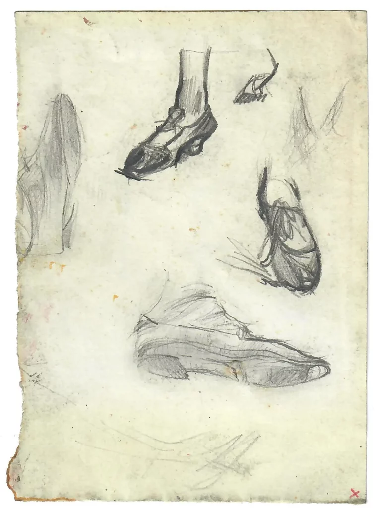 immagine per Giacomo Balla La pazza – studio dei piedi 1904 ca. matita su carta mm 138 x 100