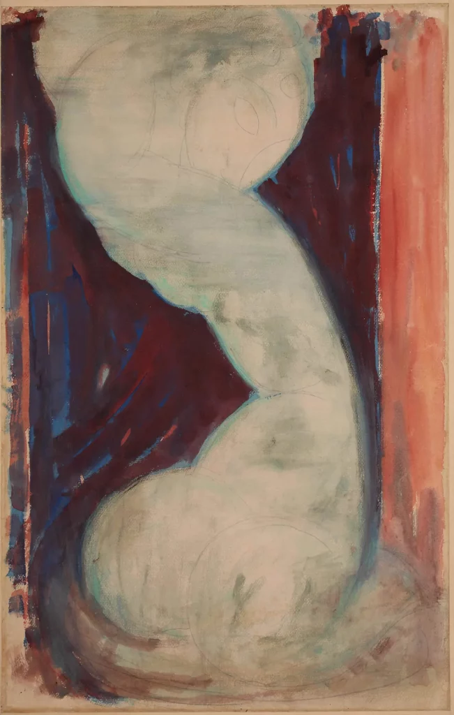 immagine per Amedeo Modigliani Cariatide 1910-14 tecnica mista su carta intelata cm 66,5 x 42,5