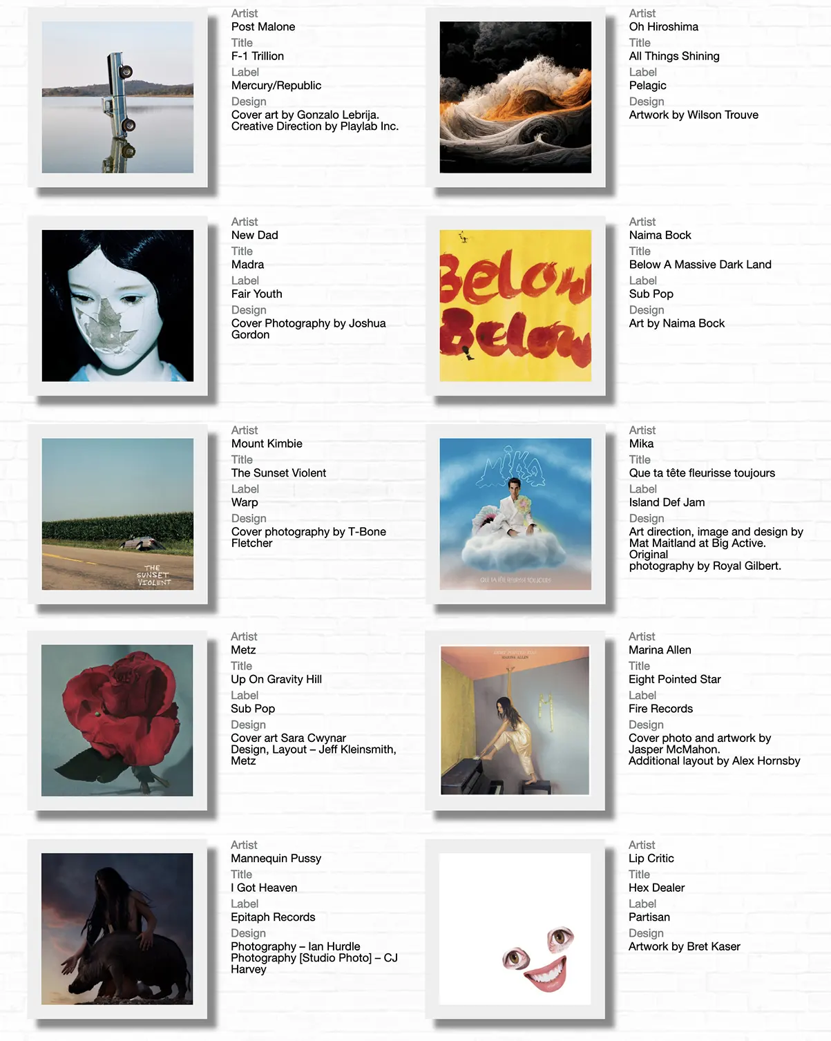 immagine per Art Vinyl per la più bella copertina del 2024
