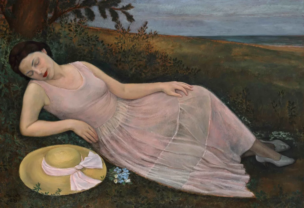 immagine per Carlo Socrate Cappello di paglia 1934 olio su tela cm 90 x 130