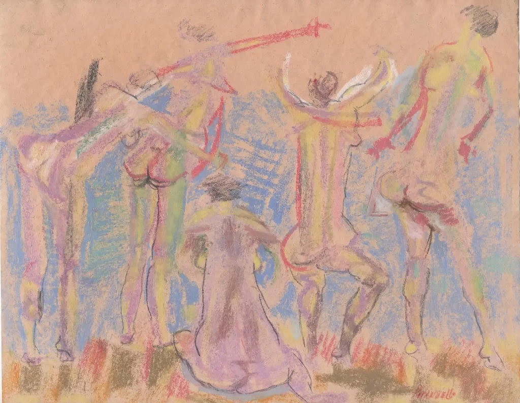 immagine per Fausto Pirandello Bagnanti 1960 circa pastello su carta mm 220 x 275