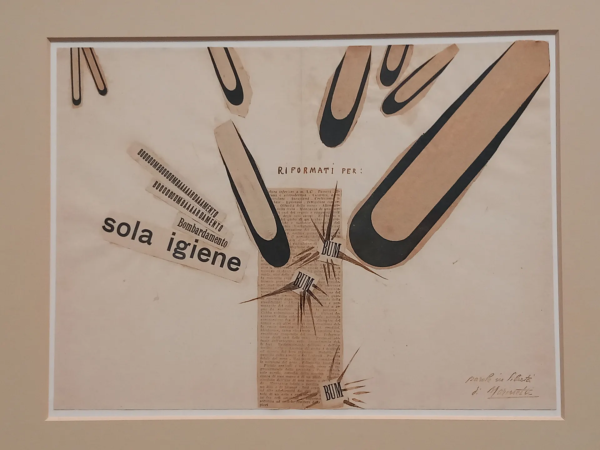 immagine per Filippo Tommaso Marinetti, parole in libertà, 1915 -dalla mostra Il Tempo del Futurismo -GNAM-C, Roma, 2024 -ph. Barbara Martusciello