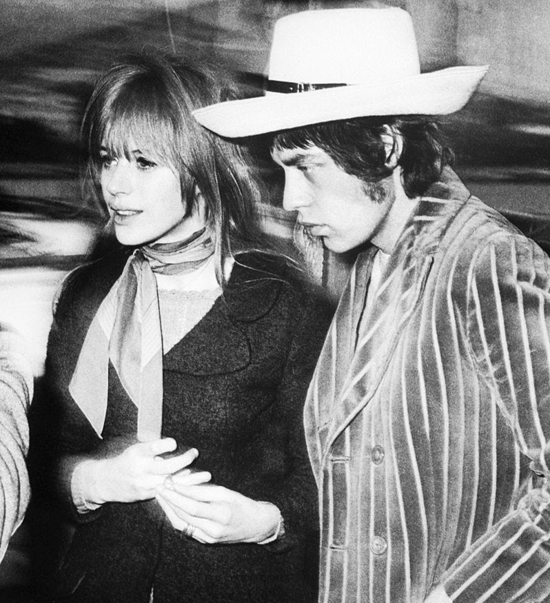 immagine per Marianne Faihfull e Mick Jagger ai tempi della loro relazione -