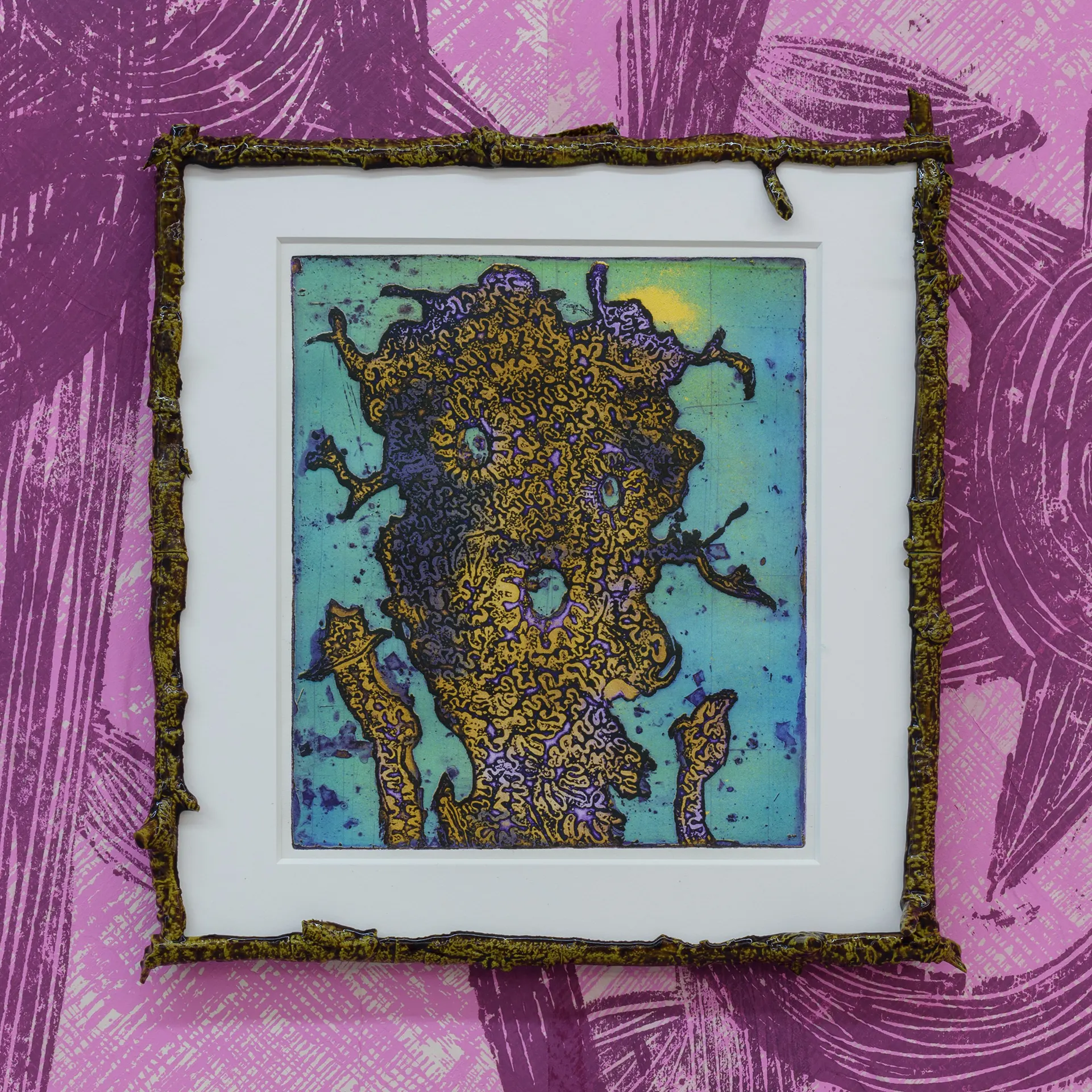 immagine per Moss Man viscosity monotype 30x 28cm 43x40cm(frame) 2024