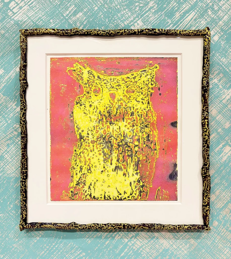 immagine per Yellow Owl viscosity monotype 30x 28cm 43x40cm(frame) 2024