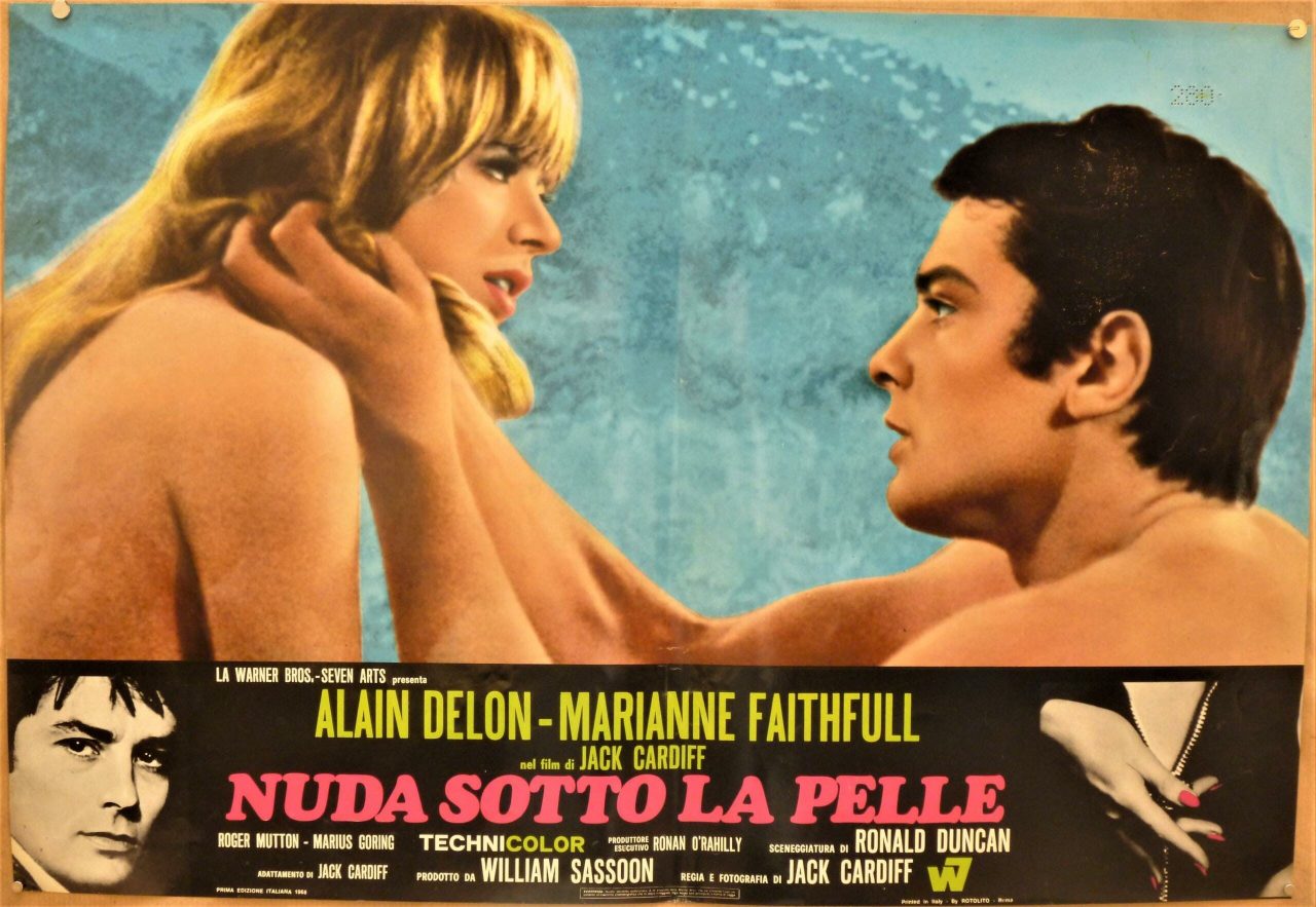 immagine per fotobusta del film Nuda sotto la pelle, di Jack Cardiff con Alain Delon e Marianne Faithfull