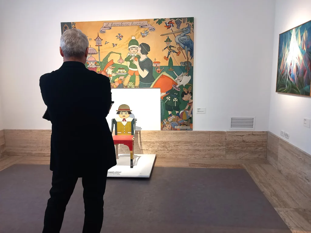immagine per sala con opera Antonio Rubino, Il bimbo buono, 1924 ca-dalla mostra Il Tempo del Futurismo -GNAM-C, Roma, 2024 -ph. Barbara Martusciello