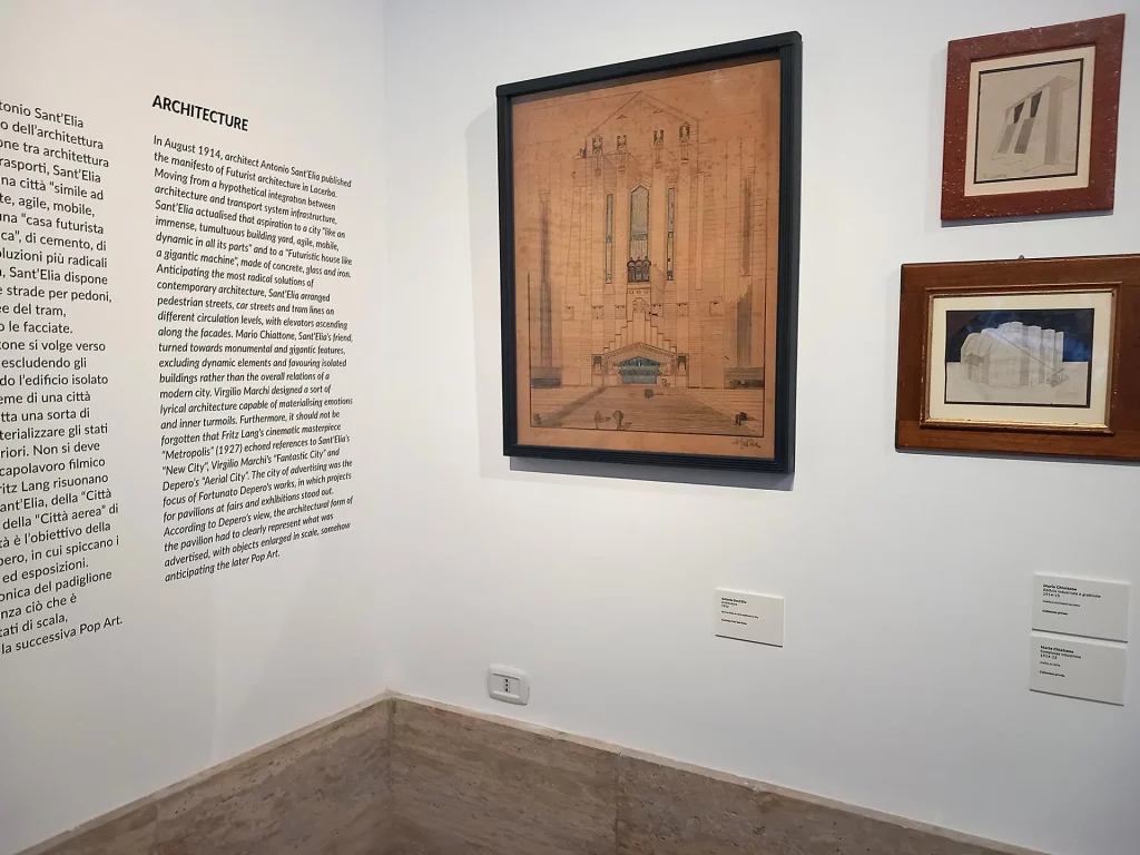 immagine per saletta dell'Architettura -dalla mostra Il Tempo del Futurismo -GNAM-C, Roma, 2024 -ph. Barbara Martusciello.