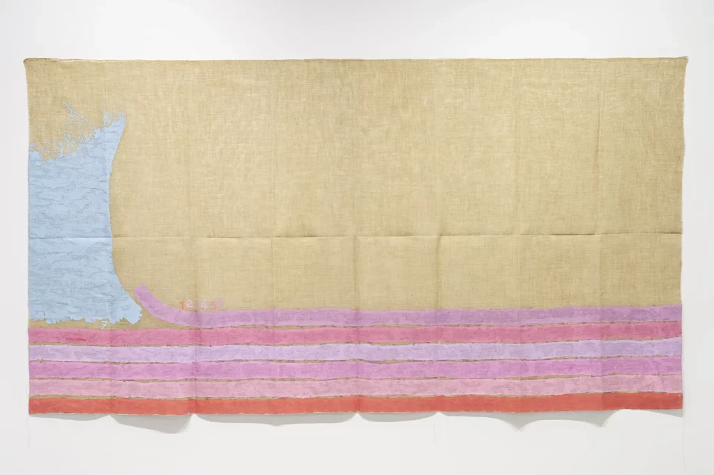 immagine per Courtesy Fondazione Giorgio Griffa _ ph Federico Rizzo_Giorgio Griffa, Sette colori, 2000, acrylic on canvas, 177x329 cm