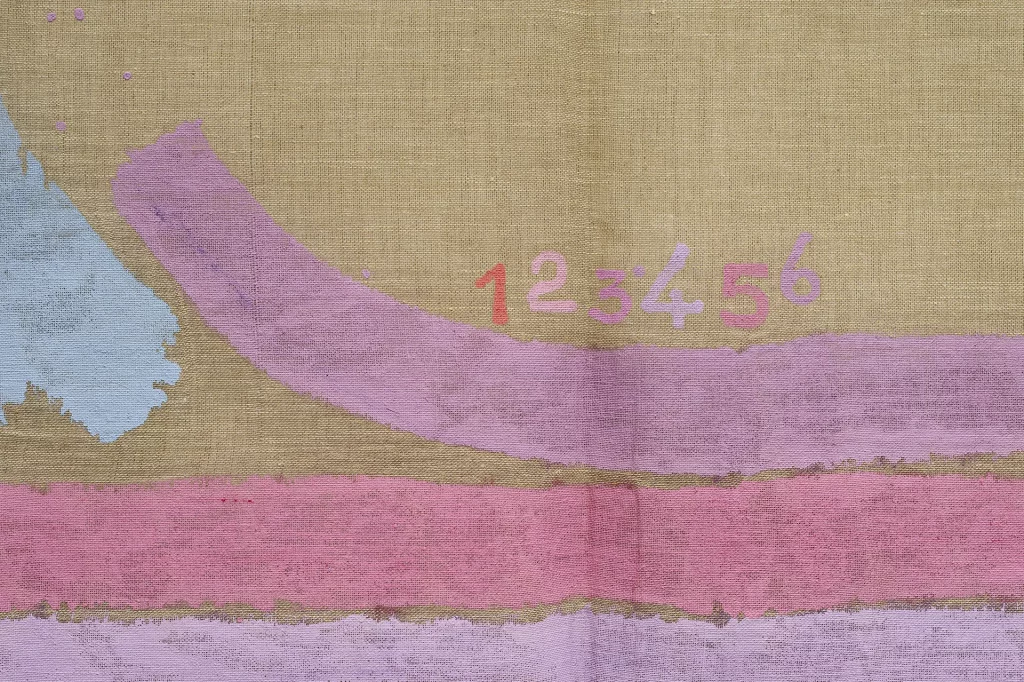 immagine per Courtesy Fondazione Giorgio Griffa _ ph Federico Rizzo_Giorgio Griffa, Sette colori, 2000, acrylic on canvas, 177x329 cm_DETTAGLIO