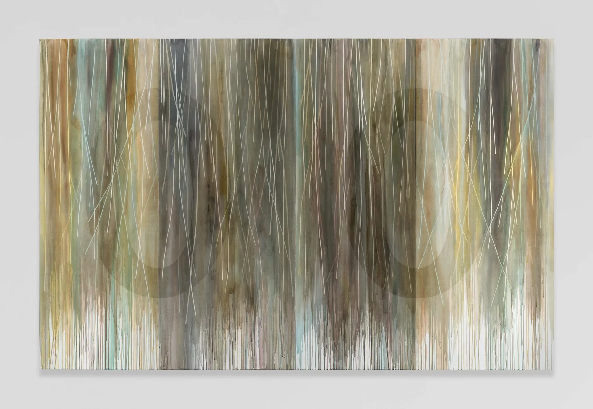 immagine per Darren Almond Willowbank, 2024 Acrilico su lino Lavoro in 4 parti Dimensioni totali 200 x 310 x 5 cm ph Peter Mallet