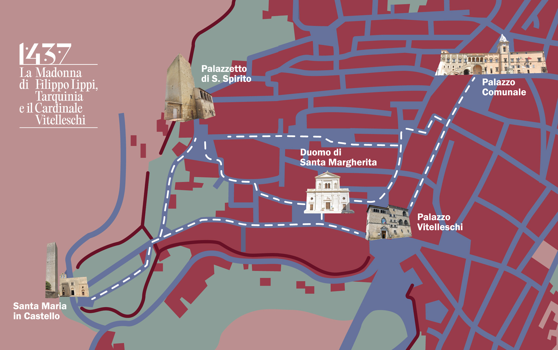 immagine epr mappa di Tarquinia - percorso Mostra La Madonna di Filippo Lippi, Tarquinia e il Cardinale Vitelleschi