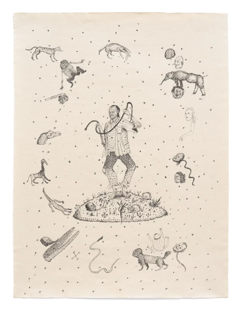 immagine per Bram Demunter, Snake Catcher, 2024, ink and pencil on paper, 63,5 x 48 cm