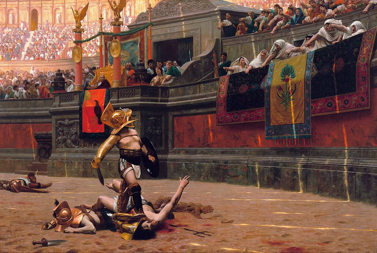 immagine per Jean-Léon Géróme, Pollice verso, 1872, olio su tela, 96,5 x 149,2 cm, Phoenix Art Museum, Phoenix, USA