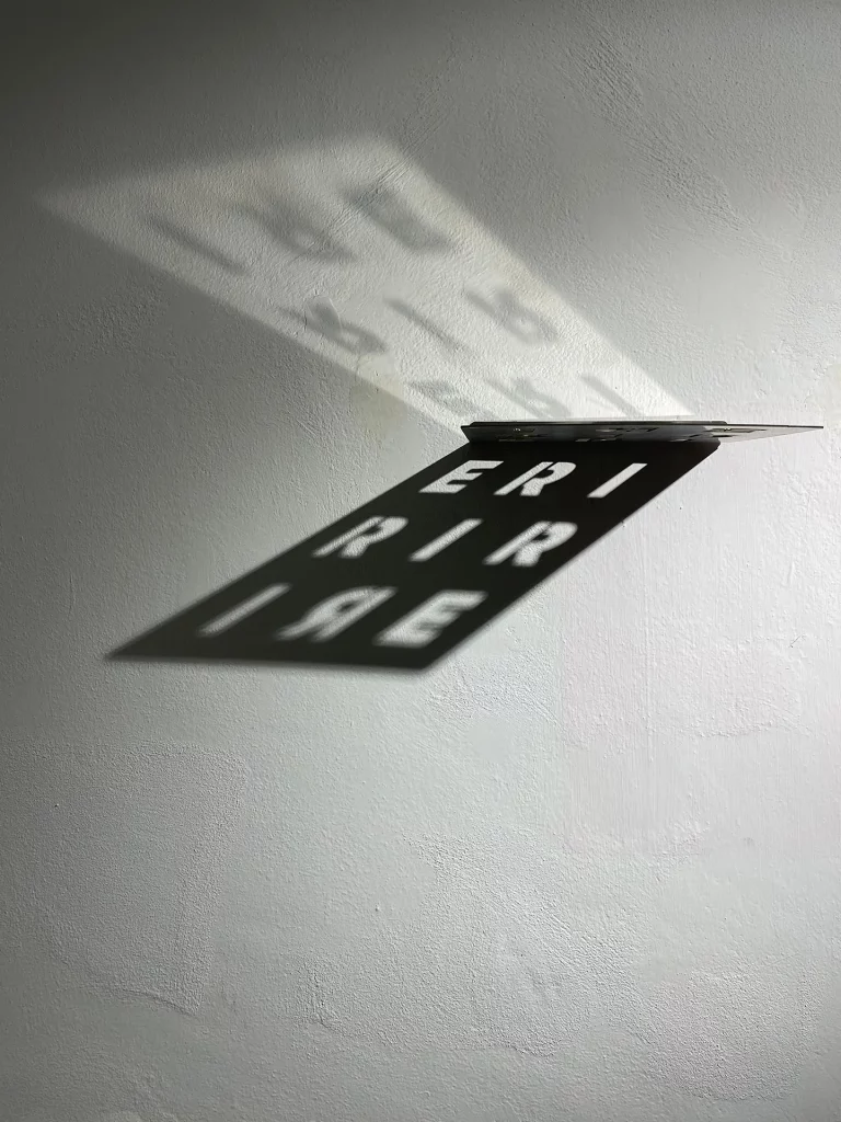 immagine per Saghar Daeiri They were alive but they tought they were evil installation 3 2025 metal and light 25x25x1 cm
