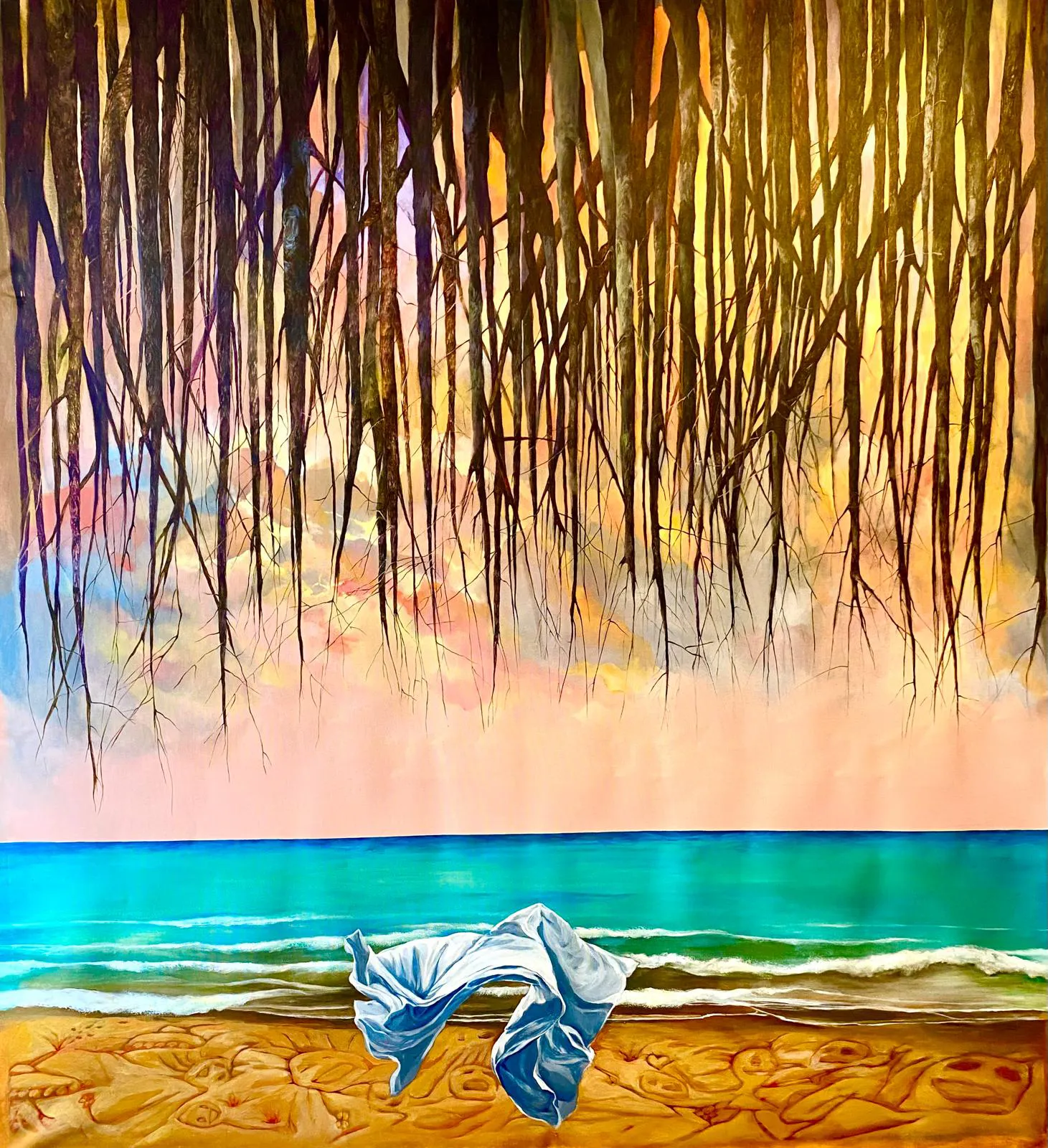 immagine per Saghar Daeiri - Reverse verse 2025 acrilici su tela 130x115 cm