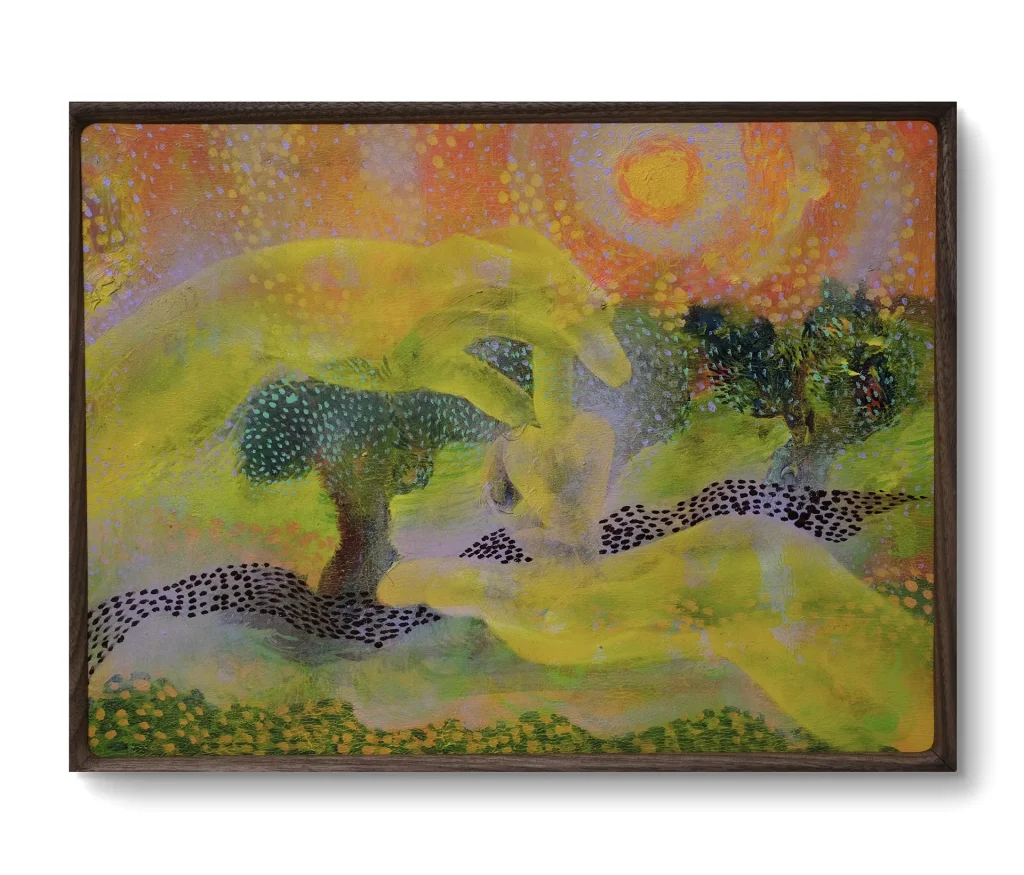 immagine per Xuanru Wang. The Impossible Hand II, 2025. Oil and wax on wood. Cm 40,5x30,5 IV