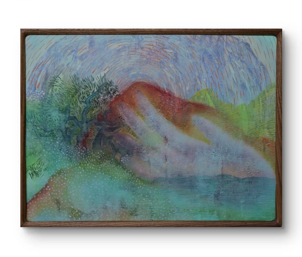 immagine per Xuanru Wang. The Impossible Hand II, 2025. Oil and wax on wood. Cm 40,5x30,5 V