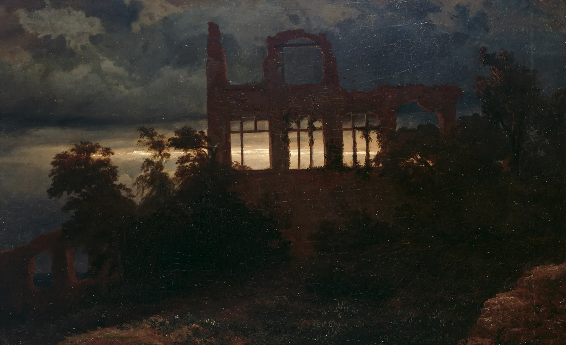 immagine per fig. 20 Arnold Böcklin, Castello in rovina, 1847, olio su tela, 60 x 78 cm, Berlin, National Galerie © DR / Berlin, National Galerie