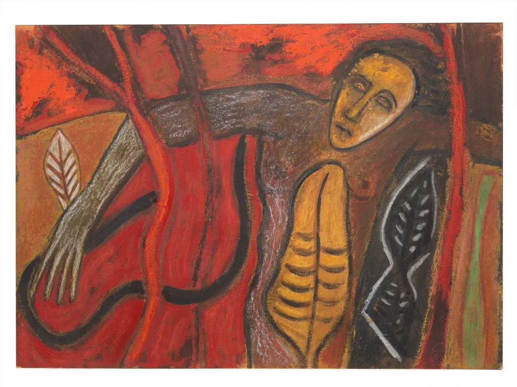 immagine per Mimmo Paladino Sulle spalle della sera fra il vento e il fuoco, 1983 Tecnica mista su carta 73 × 102 cm