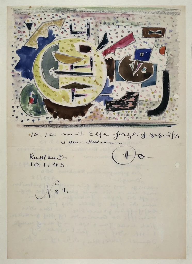 immagine per Senza titolo, 1943 acquarello su carta da lettere, 29,7 × 21 cm il foglio Courtesy Archivio Otto Hofmann ©Marianne Hofmann