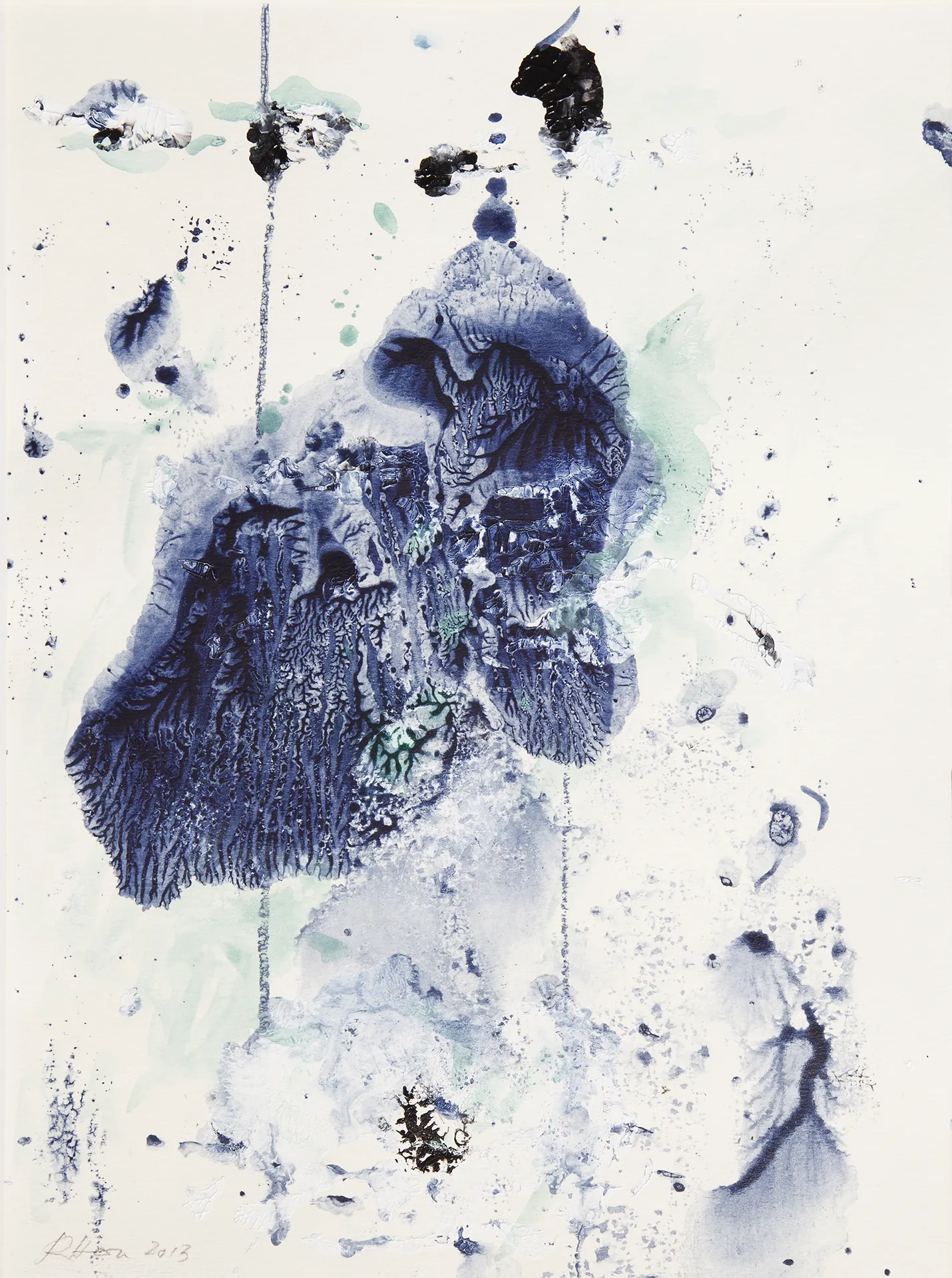 immagine per Rebecca Horn - Landschaftsblüten im Eis (Paesaggi in fiore nel ghiaccio), 2013 acrilico e matita su carta 32 x 24 cm 56 x 46 cm (cornice)