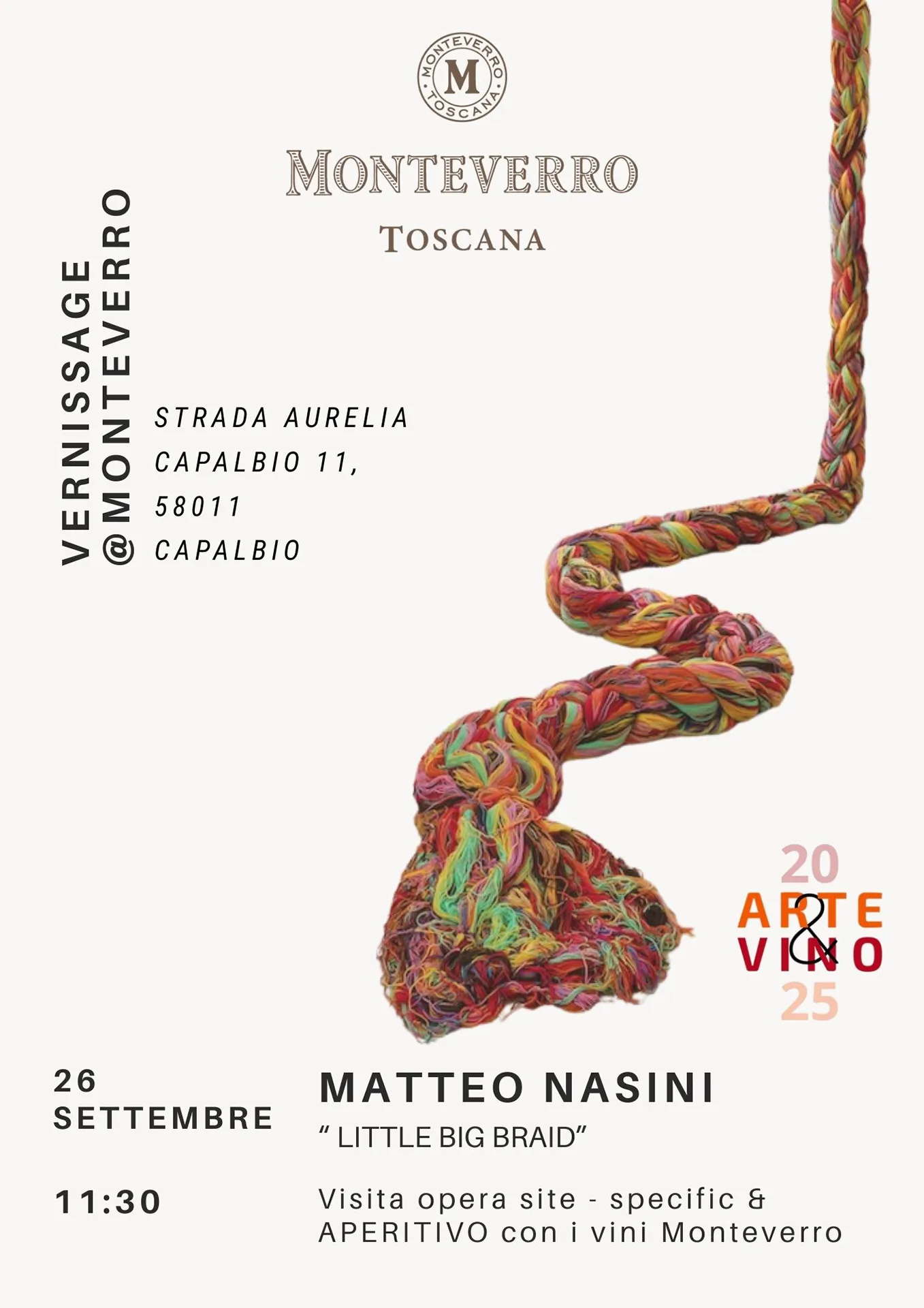 immagine per Arte&Vino 2025. Monteverro ospita Little Big Braid di Matteo Nasini