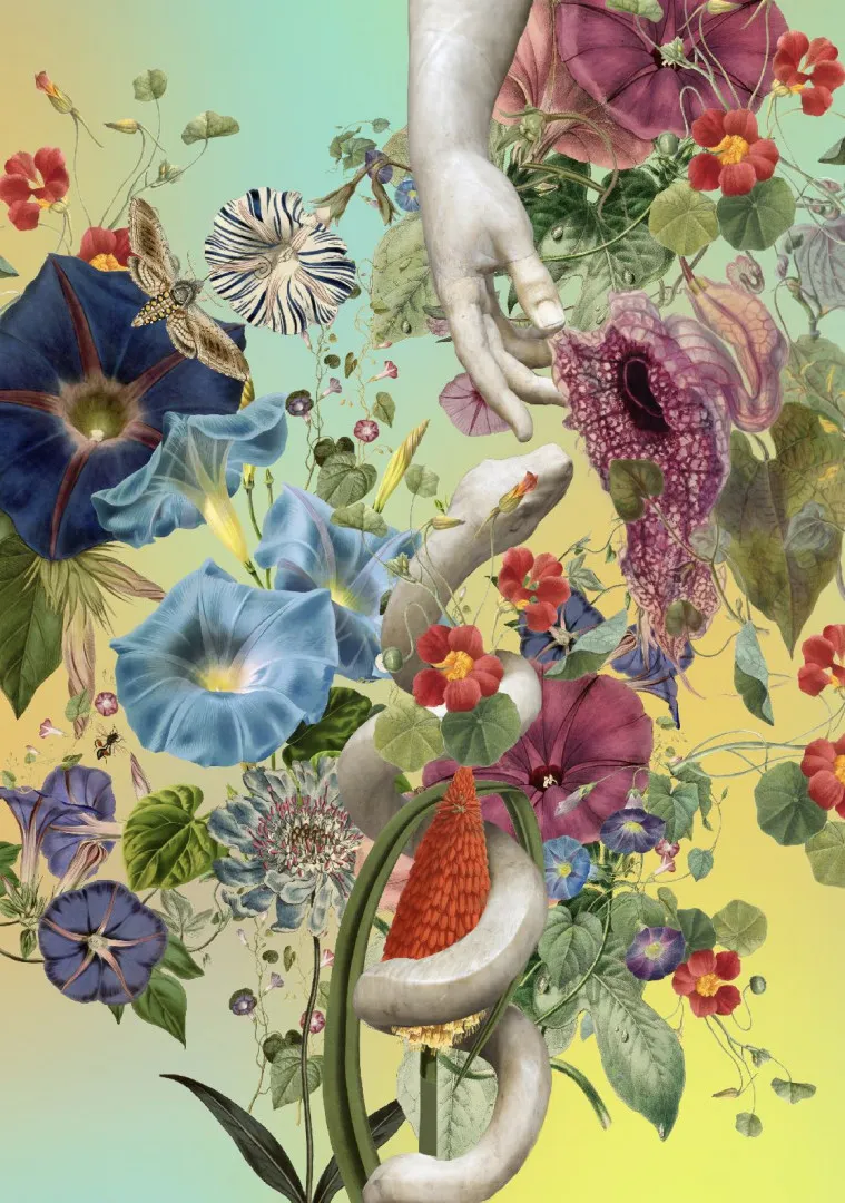 immagine per Austin Young, The Garden, 2025, digital collage on watercolor paper, 70 x 100 cm