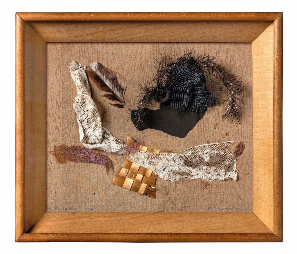 immagine per Enrico Prampolini Béguinage, 19 14 Collage su tavola 18 x 22 cm Collezione Giancarlo e Danna Olgiati, Lugano Foto: Studio Fotografico Carlos & Dario Tettamanzi