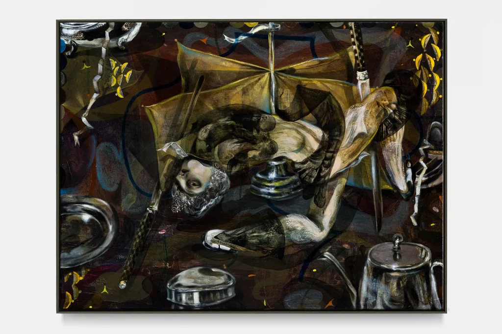 immagine per Guglielmo Castelli Cronaca di uno sfacelo, 2025 oil on canvas, 60 x 80cm Courtesy the artist, Sylvia Kouvali, Mendes Wood DM