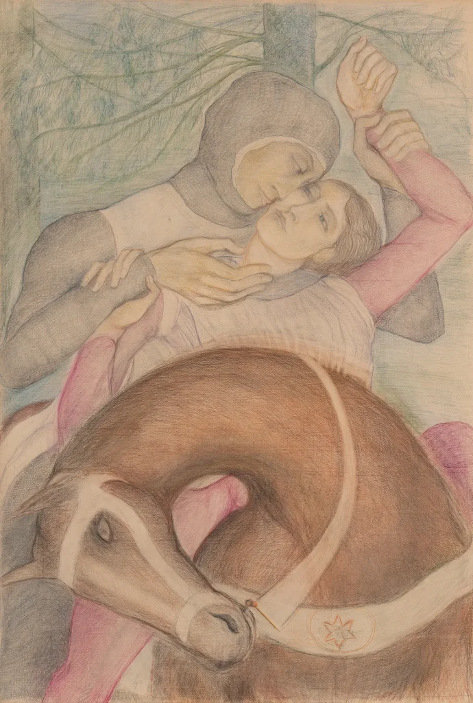 immagine per Pierre Klossowski Le Jeune Ogier dans les bras du Frère Lahire II, 1972 Matita e pastello su carta 110 x 75 cm Collezione Bilinelli, Milano
