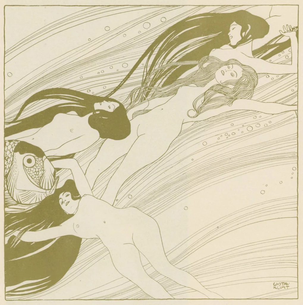 immagine per Gustav Klimt, Sangue di pesce, illustrazione per «Ver Sacrum», anno 1, n. 3, 1898. Collezione Biancardi, Milano.