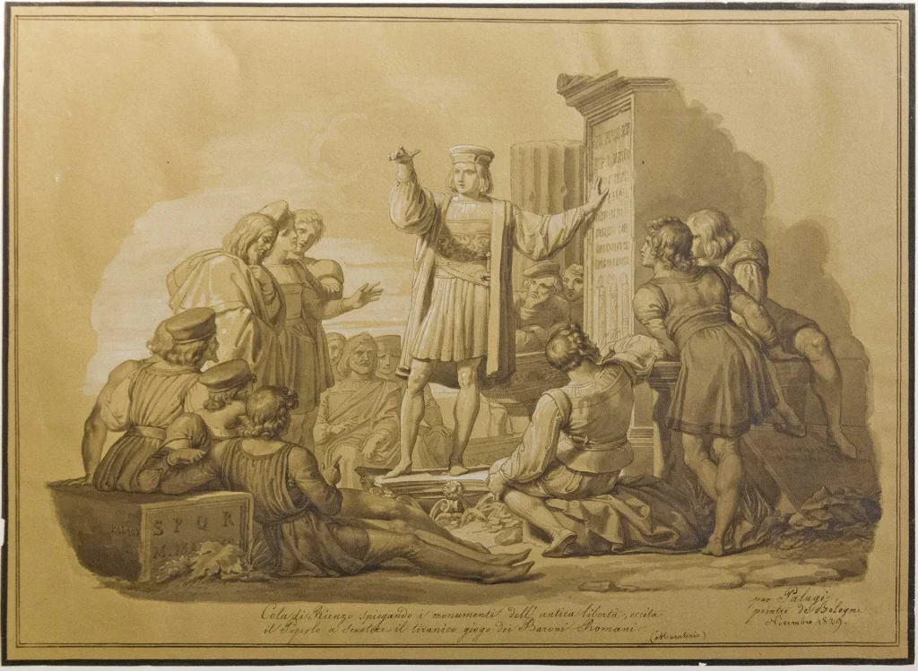 immagine per Pelagio Palagi, Cola di Rienzo che spiega le antiche epigrafi ai Romani 1829 (© Galleria Carlo Virgilio)