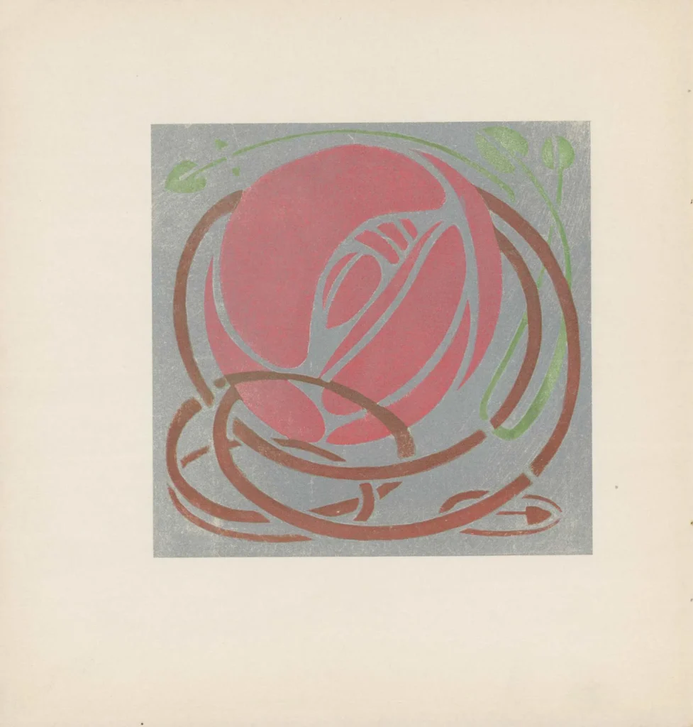 immagine per Charles Rennie Mackintosh, fregio decorativo per stencil, cliché in argento e colori, in «Ver Sacrum», anno 4, n. 23, 1901. Collezione Biancardi, Milano.