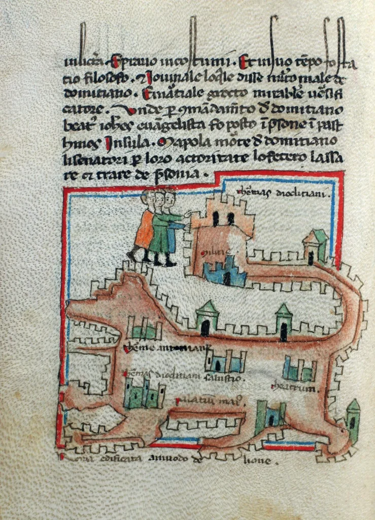 immagine per Riproduzione della pianta di Roma a forma di leone - fine XIII inizio XIV secolo - dal Liber Ystoriarum Romanorum