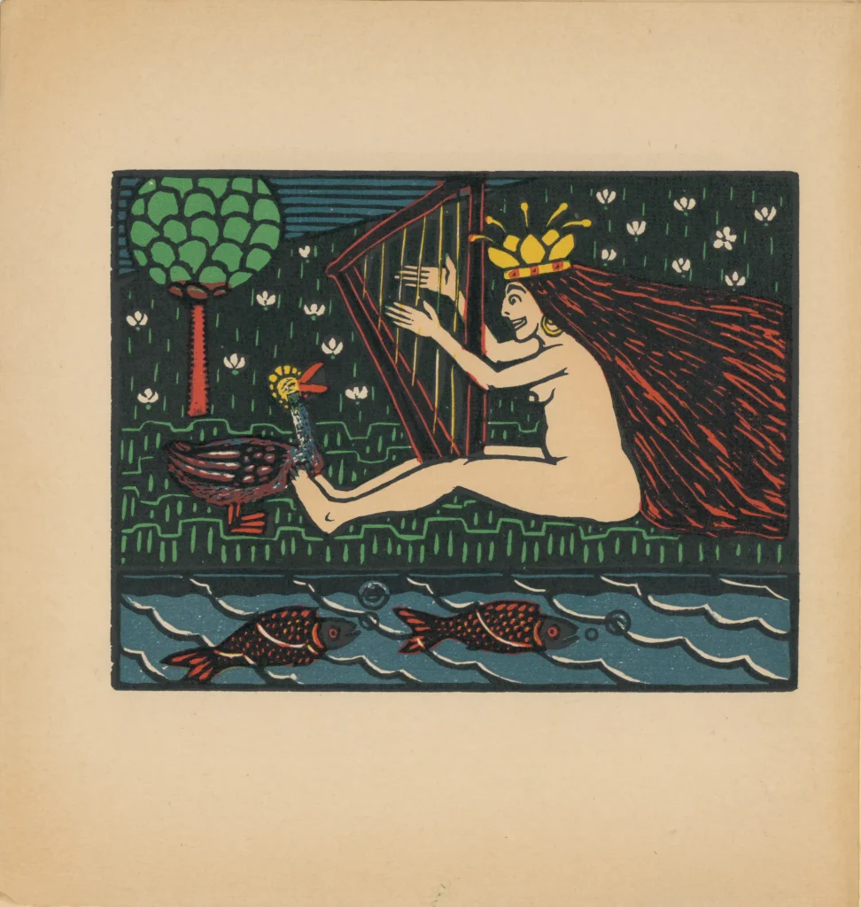 immagine per Wilhelm Laage, Fiaba, xilografia a colori, in «Ver Sacrum», anno 4, n. 16, 1901. Collezione Biancardi, Milano.