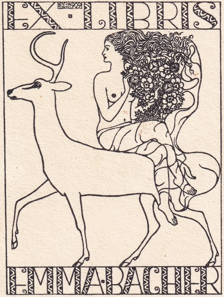 immagine per Carl Otto Czeschka, Ex libris per Emma Bacher, 1909. Collezione Proverbio, Milano-Lisbona.