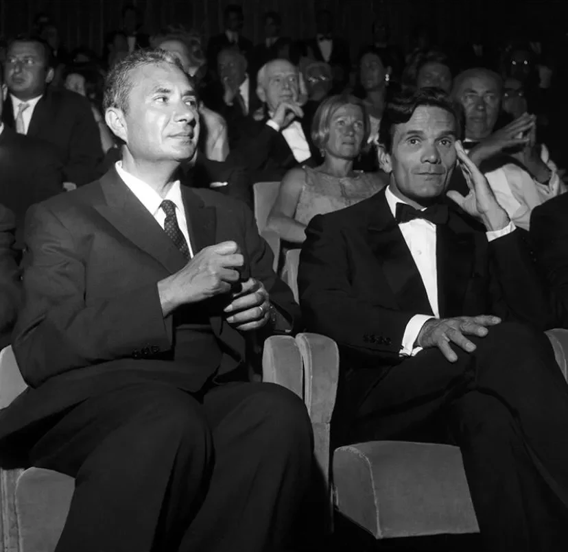 immagine per Fig. 11. Moro e Pasolini alla Mostra del Cinema di Venezia, probabilmente per l’anteprima di <em>Il Vangelo secondo Matteo</em> il 4 settembre 1964
