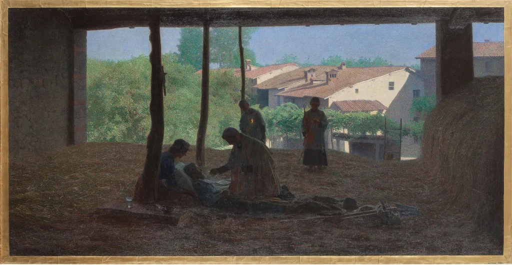 immagine per Giuseppe Pellizza da Volpedo, Sul fienile, 1893-1894 circa, olio su tela, 133 x 243,5 cm, Collezione privata, Courtesy Gallerie Maspes, Milano.