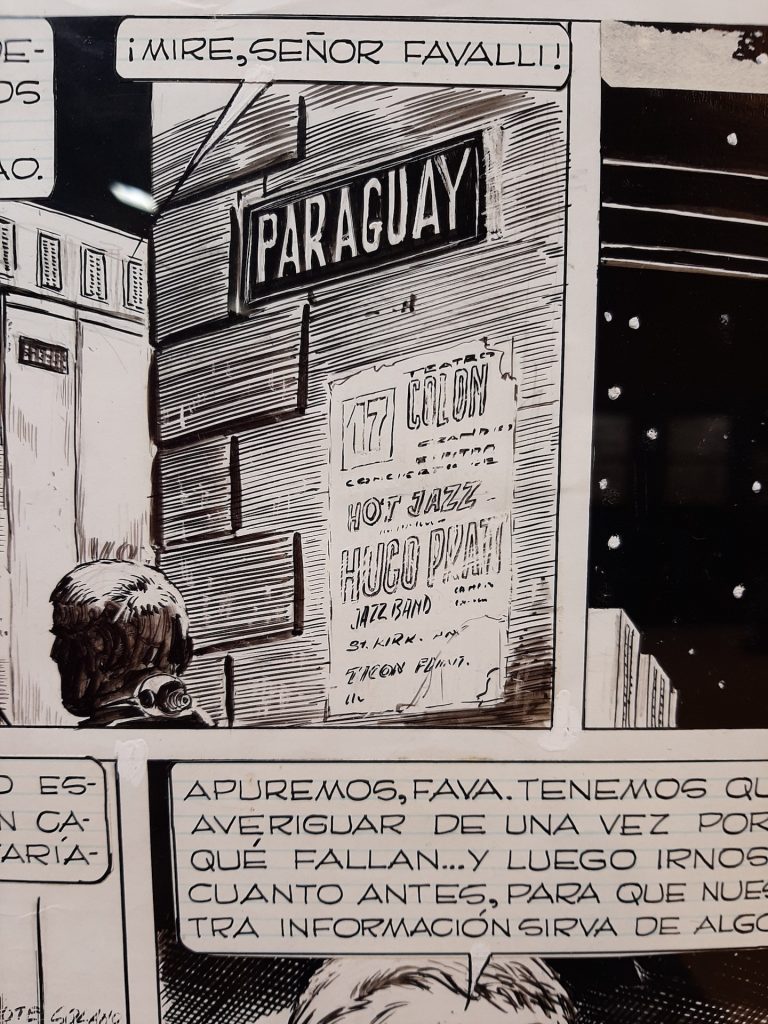 immagine per El Eternauta. Negli originali in mostra al Lucca Comics & Games alla mostra L'Eternauta: si apprezzano maggiormente particolari sfuggiti alla lettura. Qui un tributo a Hugo Pratt, amico di Oesterheld e López.