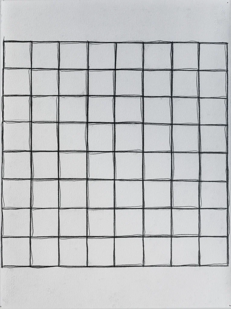 immagine per Grid III, graphite on paper, 2023, 76 x 56 cm